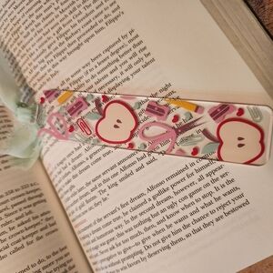Acrylic teacher bookmark with ribbon